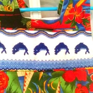 Smocked dolphins tropical outfit